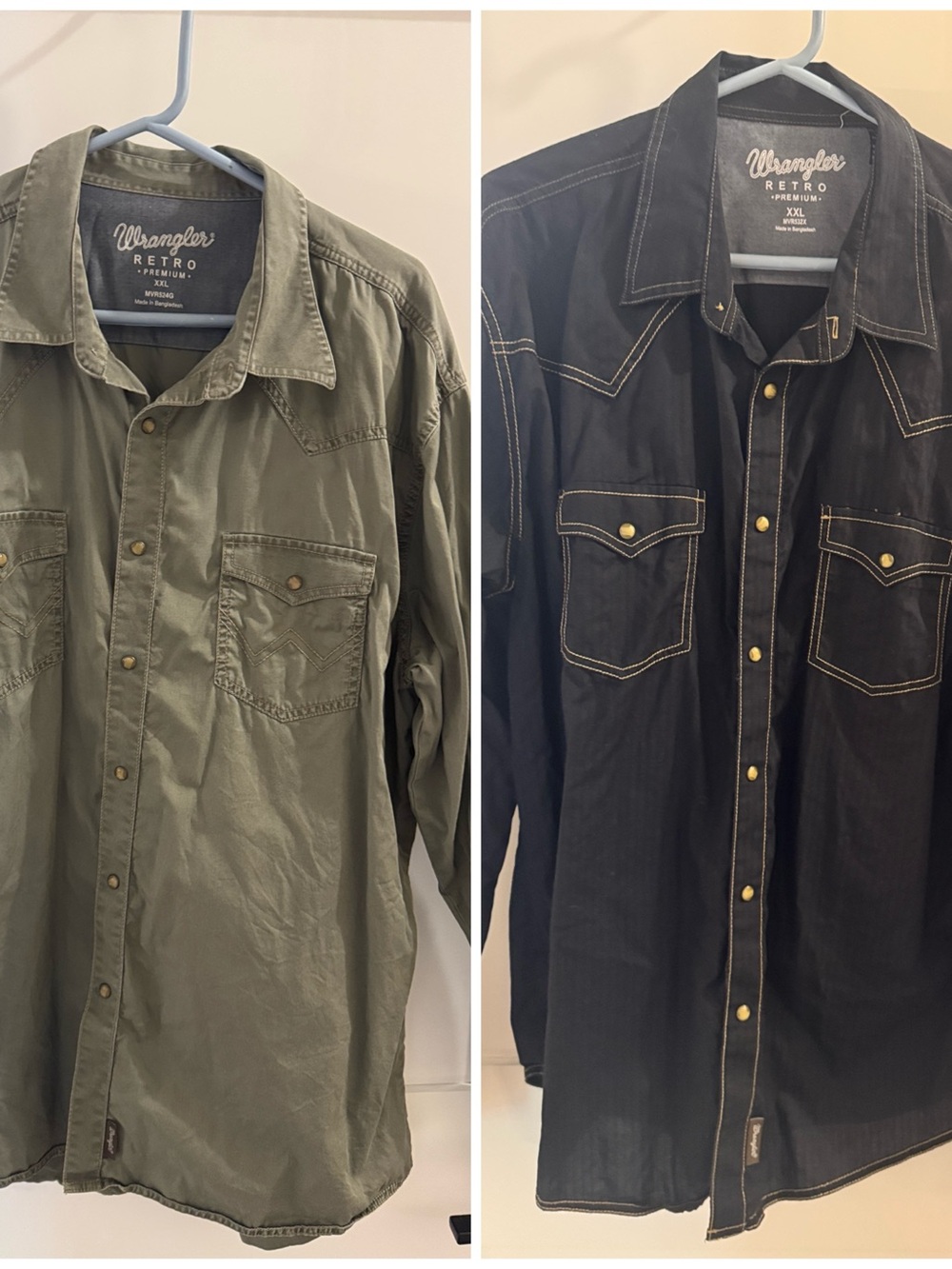 BUNDLE IF 2- Wrangler Retro Long-Sleeve Western Shirt - Olive Green / Black